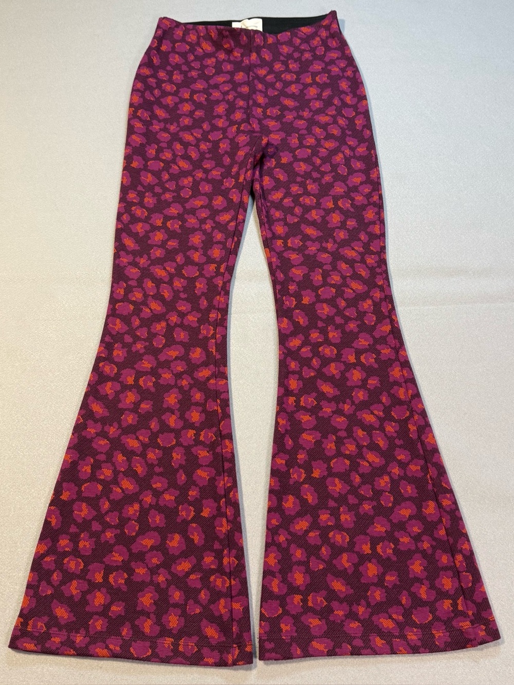 Anthropologie Women’s Petite XS Purple Leopard Print Maeve Knit Flare Trousers